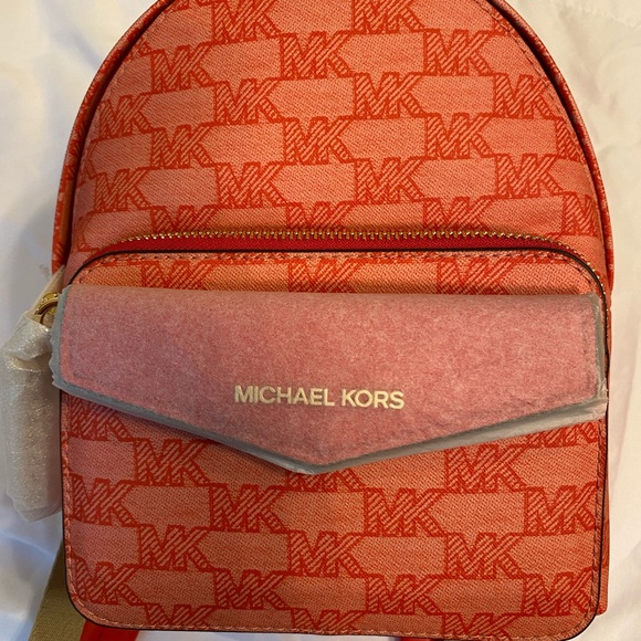 NWT Michael Kors Signature Red Leather Backpack With The Wallet Small Size - Picture 2 of 6